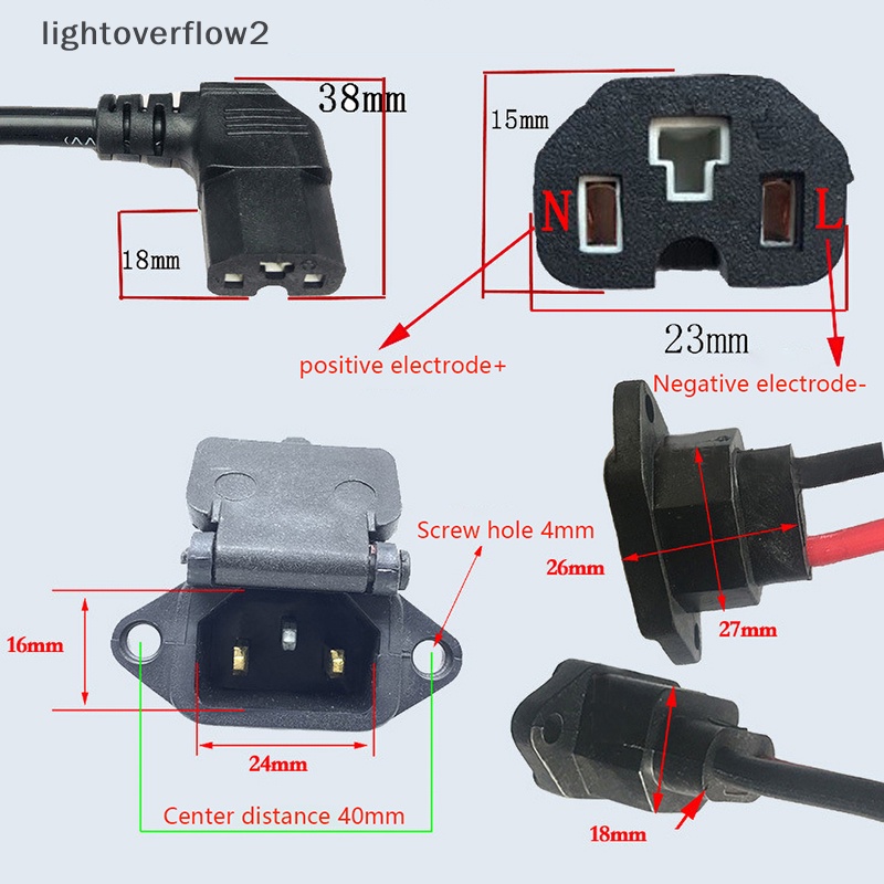 [lightoverflow2] 1set Colokan Pengisian Asam Timbal Sepeda Listrik Kapasitas Besar Lithium Pack Standard Discharge Port Charging Socket [ID]