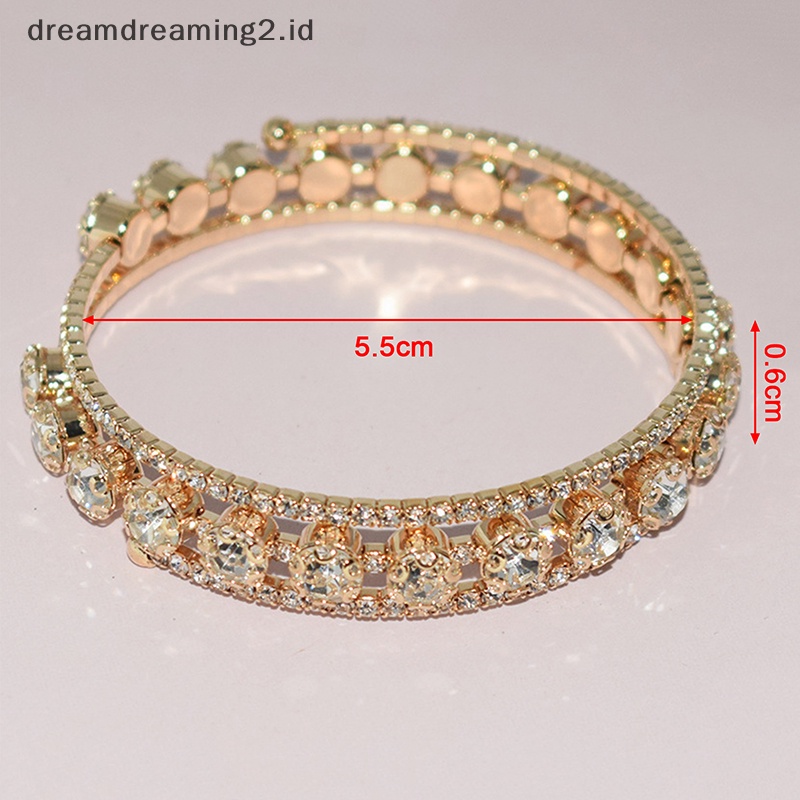 (drea) Fashion Gelang Kristal Untuk Wanita Pernikahan Bangle Perhiasan Tangan Multi-Layer Bridal Rhinestone Bracelet//
