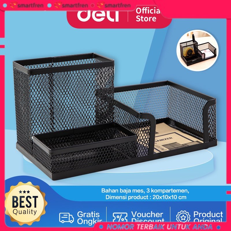 

BISA COD Deli Tempat Alat Tulis Pengatur Meja 3 Comp 215 75 53mm 280 gram E9175