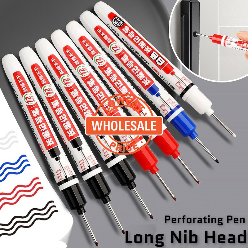 [Harga Grosir] [Unggulan] Spidol Kepala Panjang Tinta Merah/Hitam/Biru Long Nib Head Oil Markers Deep Hole Extended Marker Pen Dekorasi Woodworking Kamar Mandi Serbaguna