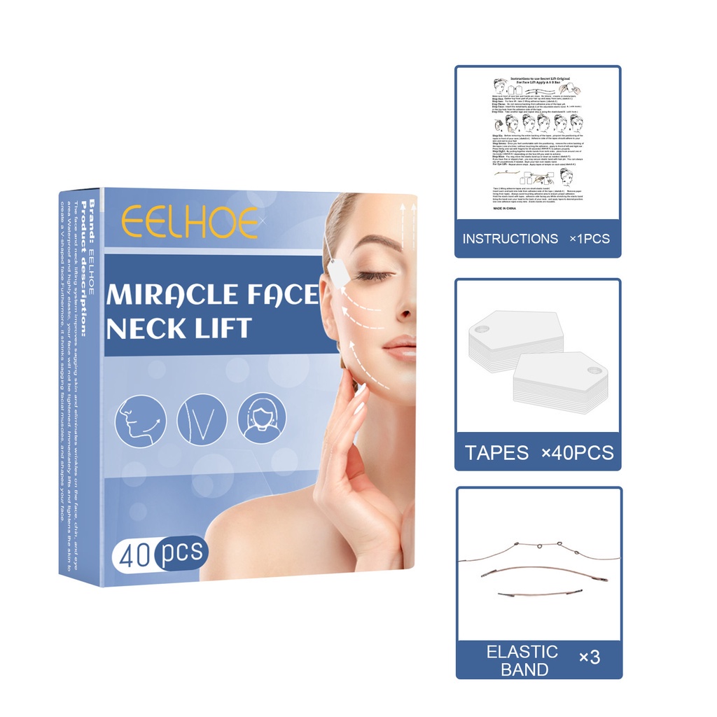 [isi 40pcs] Stiker Wajah Anti Kerut/Sticker Garis Wajah Untuk Wajah Mata dan Leher Alat Kecantikan - Instant Face Lift Sticker V Shape Face Lift Tape