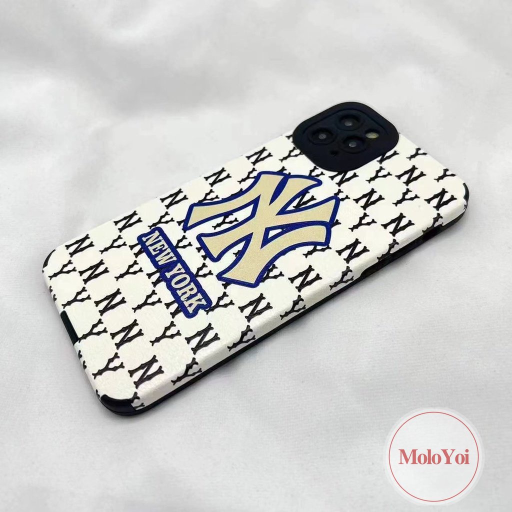 IPHONE Stiker Tekstur Kulit Mewah Shockproof Case Kompatibel Untuk Iphone7 8 Plus XR X XS Max 7Plus 11 14 12 13 Pro Max Eropa Dan Amerika Trendi Merek NEW YORK Telepon Soft Cover
