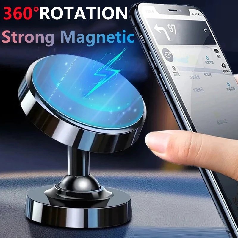 Tempat Handphone Portable Double Magnet /360° Angle Adjustable Universal Dashboard Mobil Dua Sisi Magnet Phone Stand