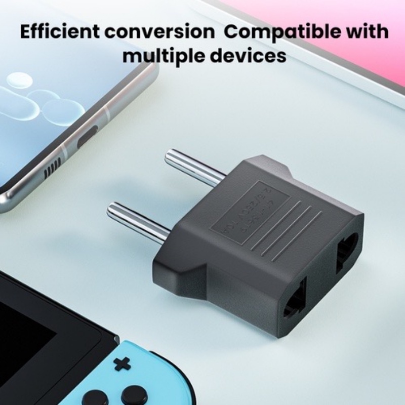 6a Kualitas Tinggi Compact Travel Charging Plug Adapter4/4.8mm Pin Indah US Ke EU Portabel ABS Plastik Charger Converter