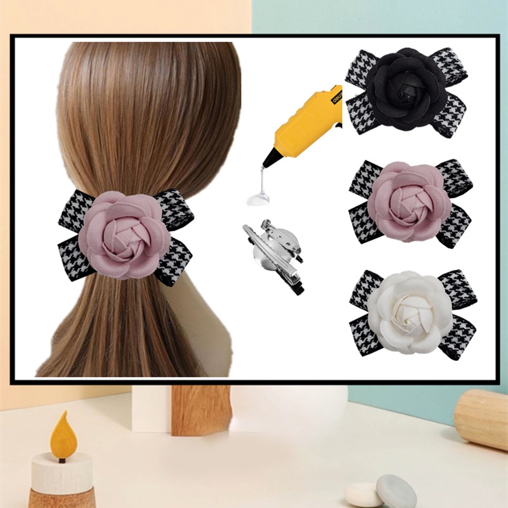 1pcs INS Jennie Camellia Bentuk Jepit Rambut Hair Clip Untuk Wanita Perempuan DIY Bros Pin Aksesori 5cm