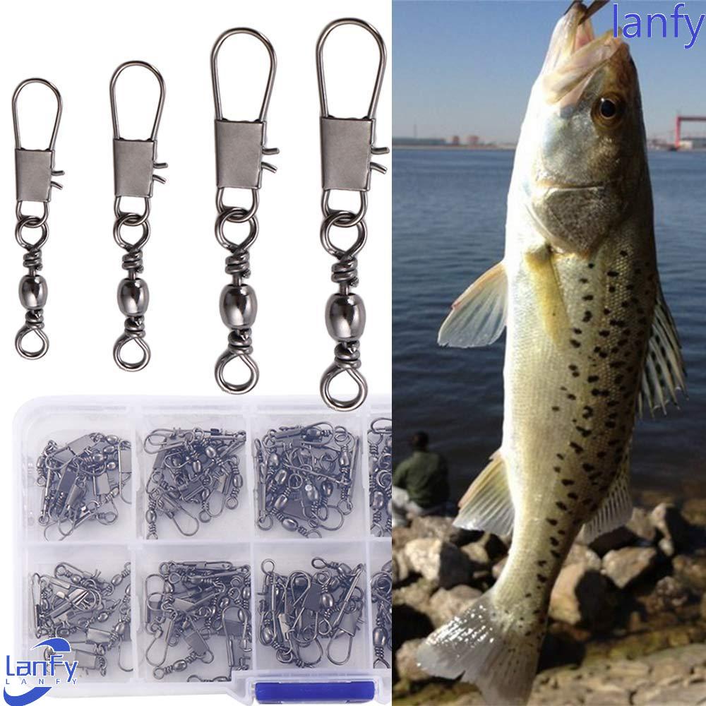 Lanfy Pin Konektor Pancing Stainless Steel Dengan Snap Pins Fishing Bearing With Snap Fishhook Lure Tackle Alat Pancing Konektor Pancing Barel Rolling