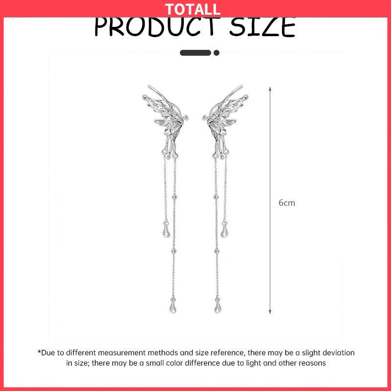 COD Anting-Anting Wanita Musim Panas Sayap Malaikat Kupu-kupu Rumbai Anting-Anting Akal Canggih Otica Klip-Totall