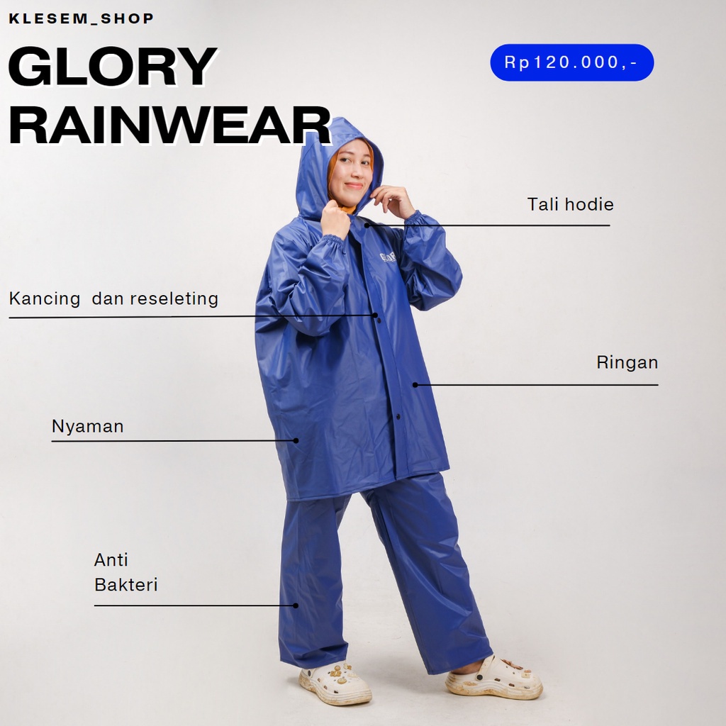 JAS HUJAN, RAINCOAT Terbaik Pria Wanita By GLORY Anti Rembes Awet Dan Tahan Lama