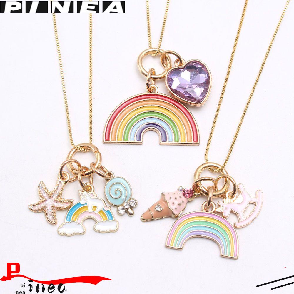 Nanas Anak-Anak Perhiasan BFF Hadiah Teman Terbaik Pelangi Kalung Ice Cream Pendent Necklace