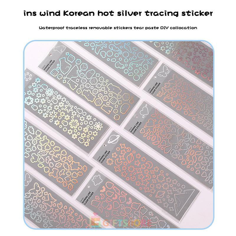 COD✨ galicici stiker glitter laser transparan motif kupu-kupu bunga bahan PVC tahan air untuk dekorasi cangkir air laptop ponsel kartu ucapan DIY-GS