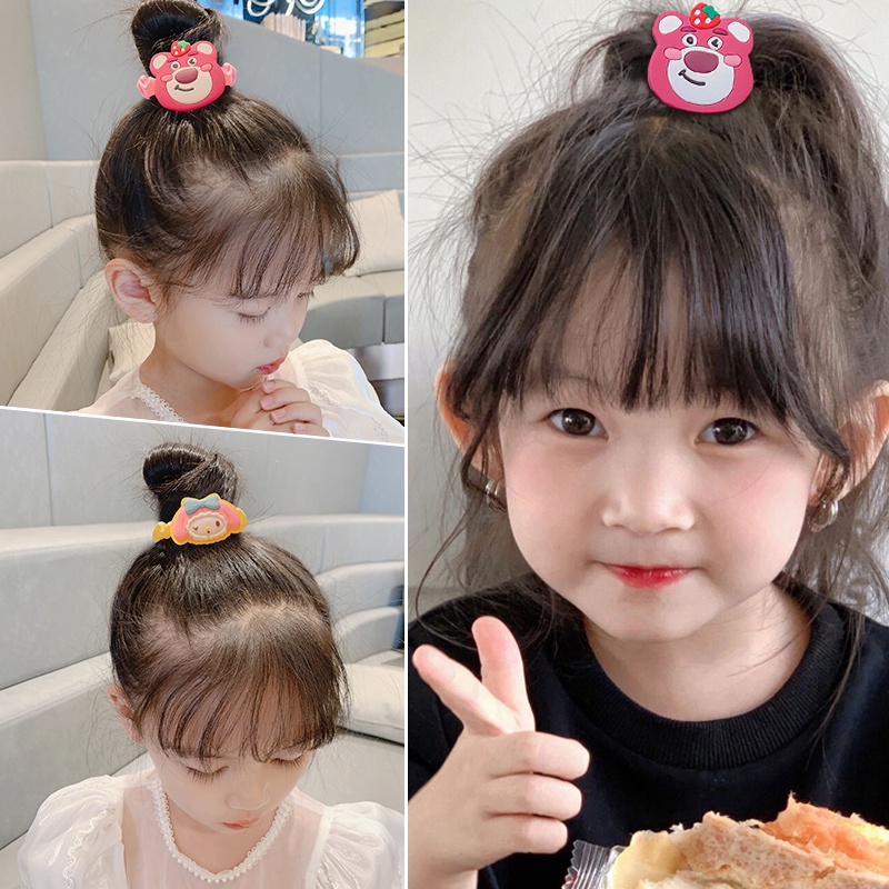 5pcs/1 set Pita rambut beruang stroberi lucu Tali rambut kuncir kuda Aksesoris rambut elastisitas tinggi - SG