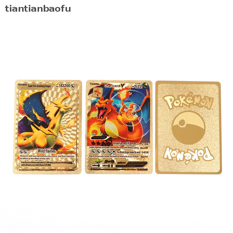 [tiantianbaofu] 54 Pcs Kartu Pokemon Logam Emas Vmax GX Koleksi Kartu Energi Battle Card Boutique