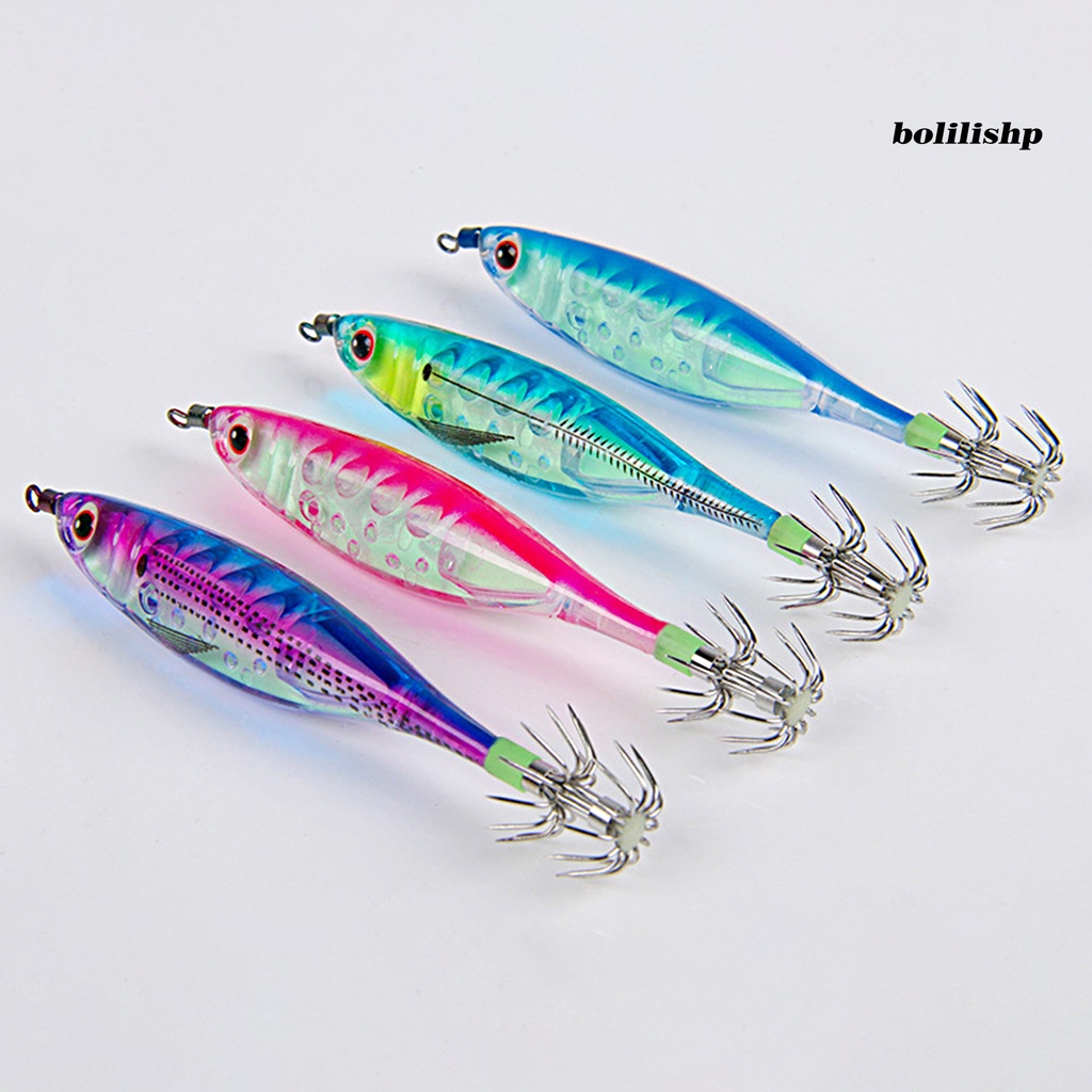 Bo-100mm/9.5g Umpan Pancing Simulasi Kait Tajam 3D Mata Luminous Squid Jig Umpan Buatan Untuk Air Asin