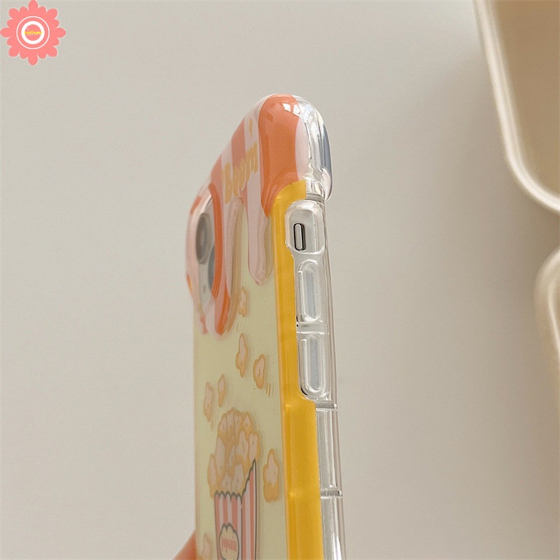 IPHONE Case Es Krim 3D Kompatibel Untuk Iphone11 7 8 Plus XR 14 12 13 Pro Max 7Plus 8Plus X XS Max SE 2020 INS Korea Aesthetic Kartun Lucu Popcorn Lembut Silicon Penutup Belakang