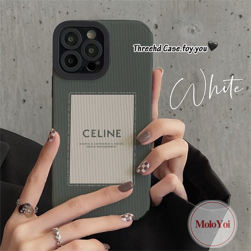 IPHONE Casing Stiker Tekstur Kulit Mewah Tpu Shockproof Kompatibel Untuk Iphone11 Pro MAX 7Plus 11 12 14 13 Pro MAX XR XS X Max7 8 Plus Merek Trendi C.E.L.I.N.E Soft Phone Cover