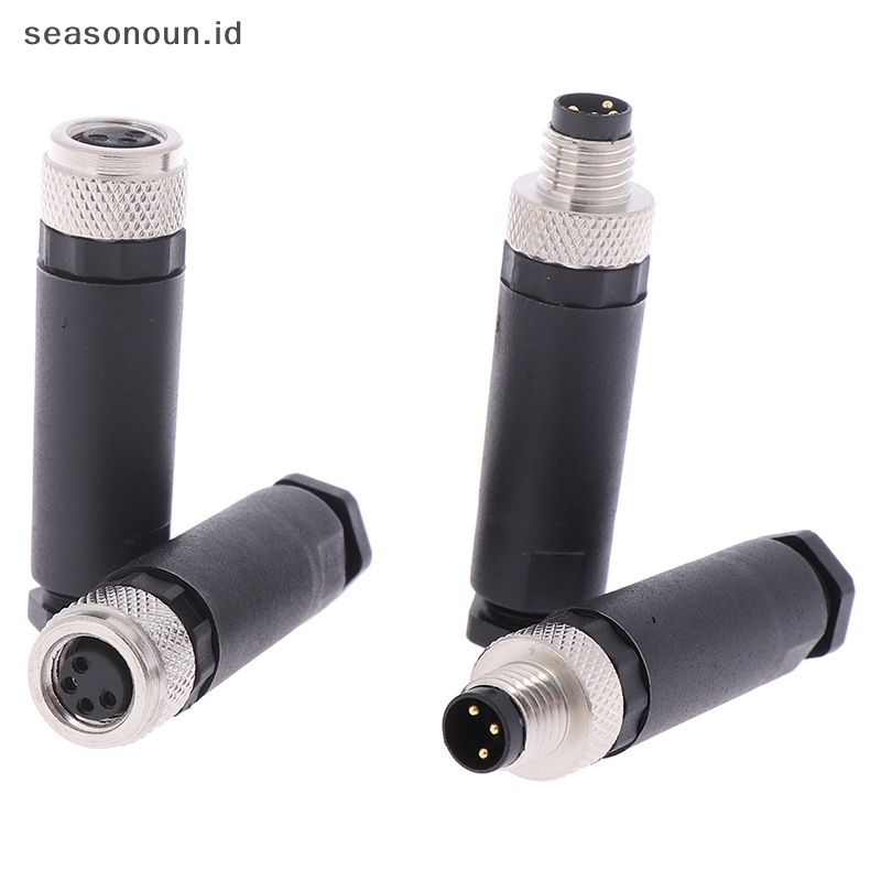 Seasonoun 1Pc Konektor Sensor M8 3per4pin Male/Female Colokan Sudut Lurus.