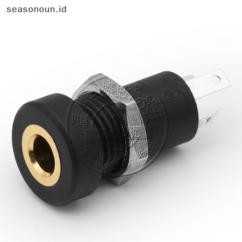 Seasonoun 1Pcs PJ392A 3.5MM Audio Jack Socket 3tiang Hitam Dudukan Panel Solder Stereo Kaki Tiga Atau Empat Dengan Drat Sekrup Internal.