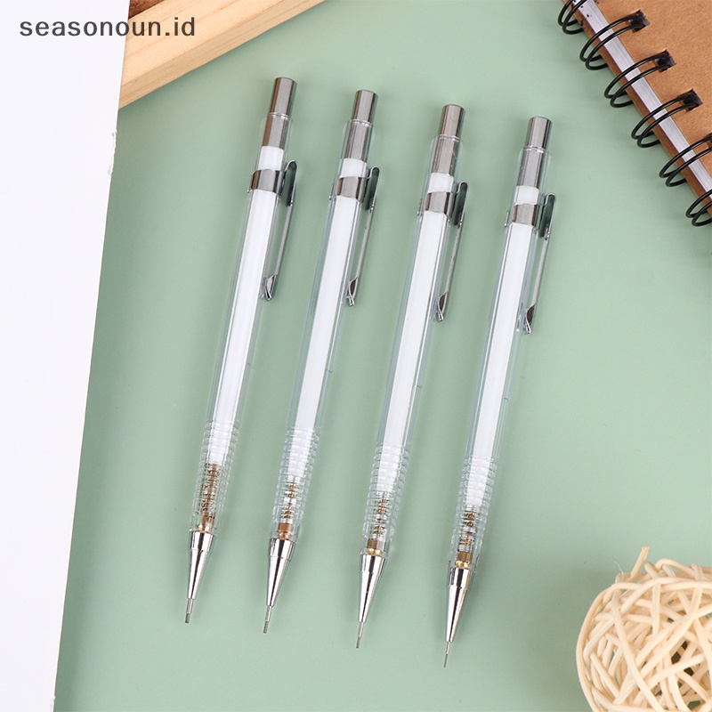 Seasonoun Pensil Mekanik Transparan Sederhana 0.3 0.5 0.7 0.9mm Pensil Otomatis Memimpin Isi Ulang Art Paing Wrig Perlengkapan Alat Tulis.