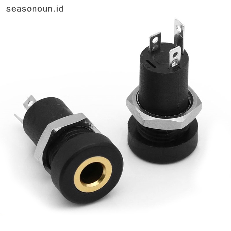 Seasonoun 1Pcs PJ392A 3.5MM Audio Jack Socket 3tiang Hitam Dudukan Panel Solder Stereo Kaki Tiga Atau Empat Dengan Drat Sekrup Internal.