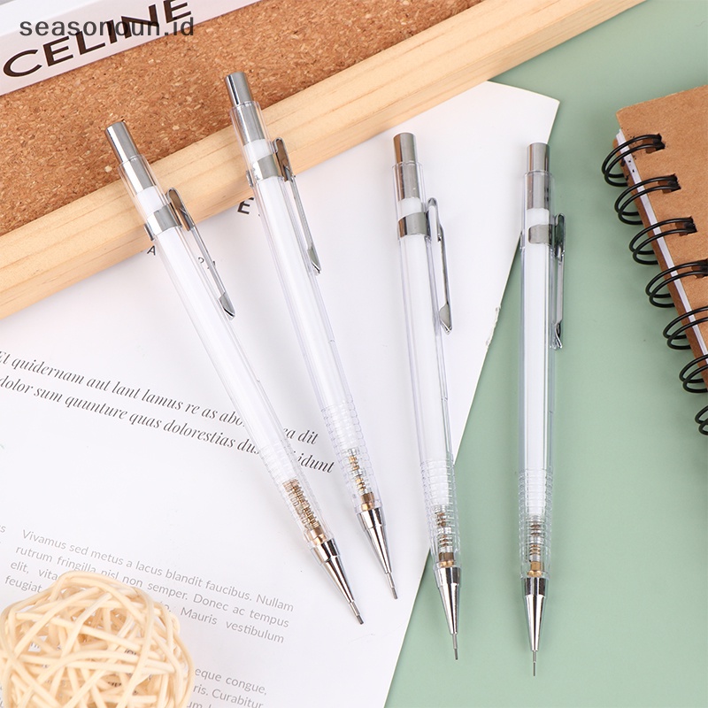 Seasonoun Pensil Mekanik Transparan Sederhana 0.3 0.5 0.7 0.9mm Pensil Otomatis Memimpin Isi Ulang Art Paing Wrig Perlengkapan Alat Tulis.