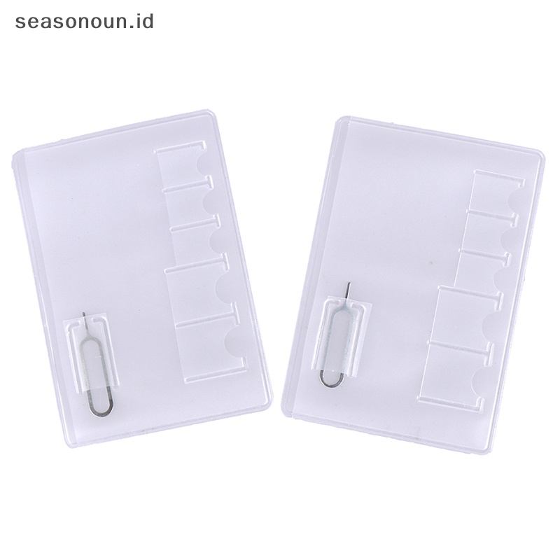 Seasonoun 5Pcs Kartu Memori Transparan Universal 6sim Card Holder Case Portable Pelindung.