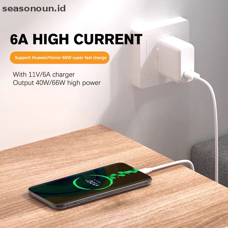 Seasonoun1/1.5mile 6A 66W USB Type-c Kabel Charge Super Cepat Untuk xiaomi Samsung Huawei.