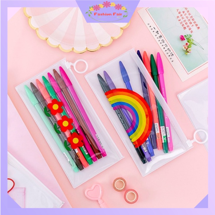 FASHION FAIR - D6115 Tempat Pensil Zipper / Tempat pensil Transparan / Tempat Pensil Simple / Tempat Pensil Korea / Pouch Mini / Tempat Pensil Lucu S5194