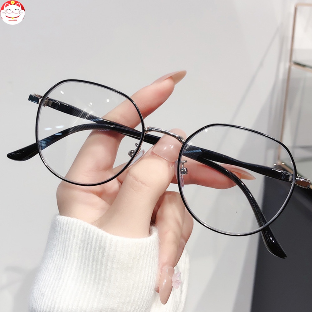 Metal Round Frame Unisex Eyeglasses Anti Eyestrain Kacamata Komputer Frame Besar