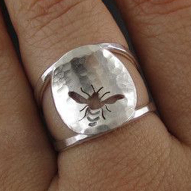 Fashion Cincin Burung Lebah Pohon Berongga Warna Silver Sederhana Untuk Wanita Gadis Kepribadian Perhiasan Pesta Mewah Ringan