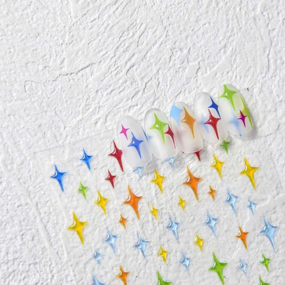 Mxbeauty Stiker Kuku Jelly Warna-Warni Perekat Diri Cinta Hati Bintang Manikur Aksesoris Smile Dekorasi Kuku