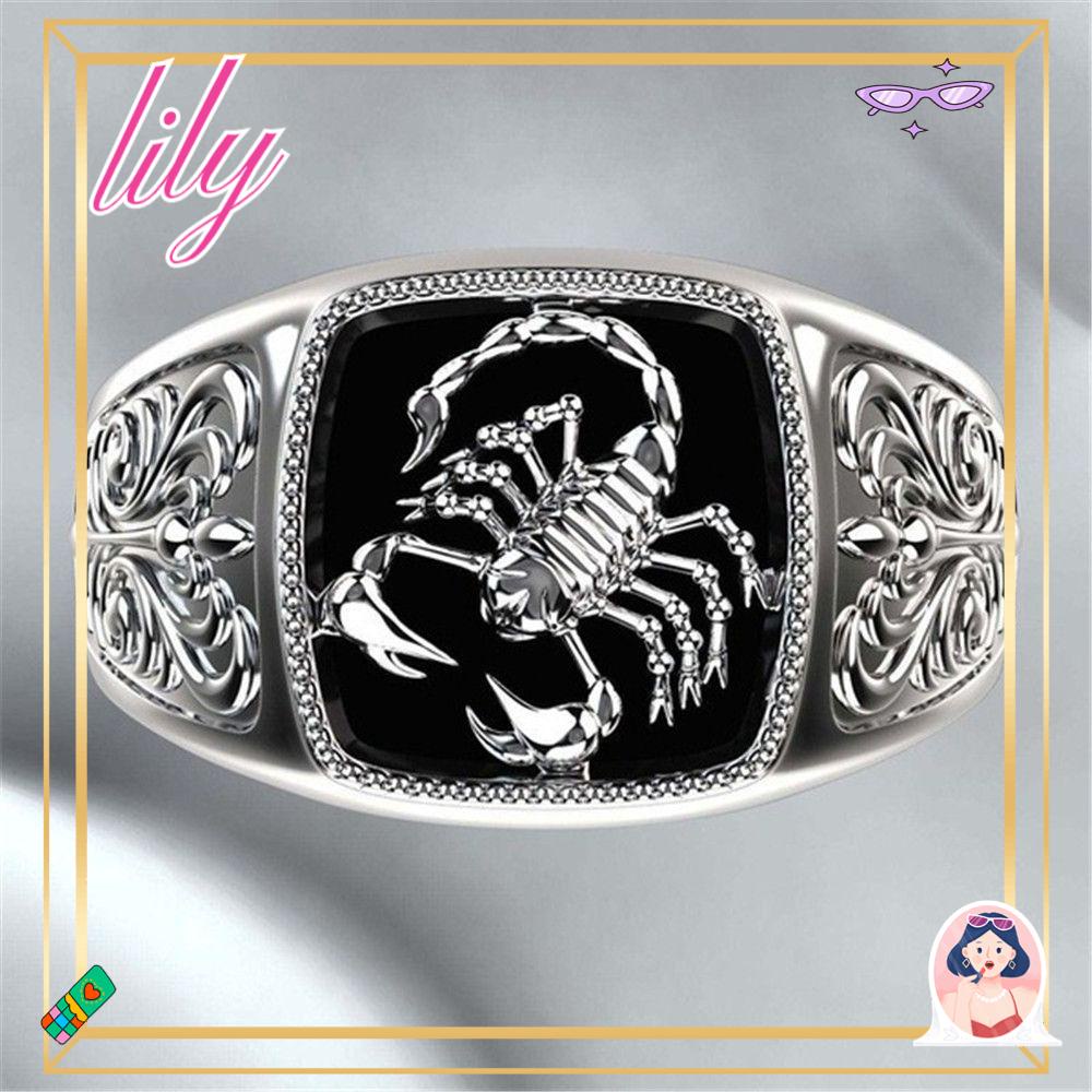 Lily Cincin Kreatif Klasik Hadiah Perhiasan Pernikahan Bahan Alloy Punk Untuk Pria