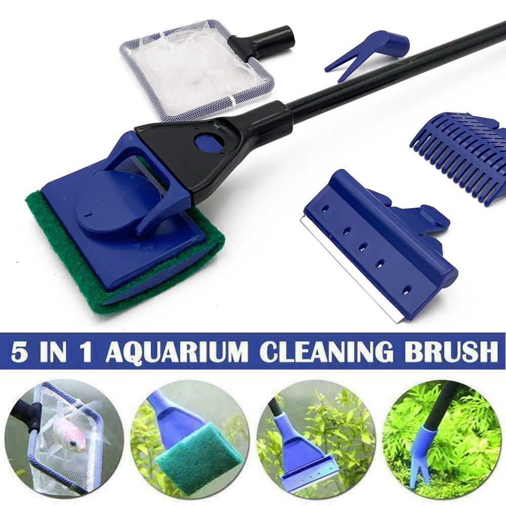 TERMURAH Grobal Alat Pembersih Akuarium Set 5 in 1 Cleaning Brush  / AKUARIUM/