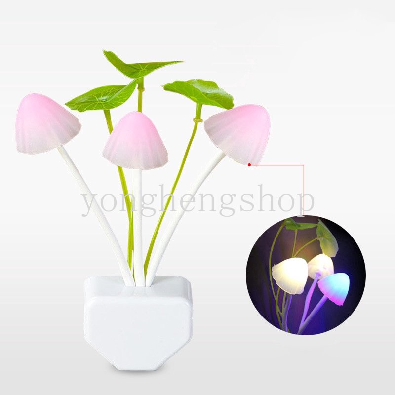 Eu Plug Light Sense Control Night Light Lucu Jamur Berbentuk Lampu Samping Tempat Tidur Untuk Kamar Anak Lampu Malam LED Dekorasi Rumah Lampu