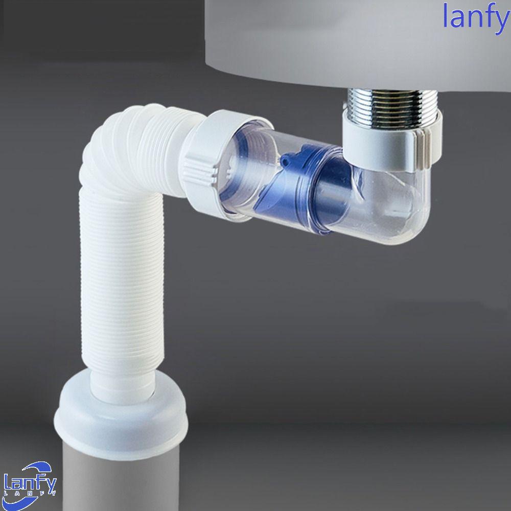 Lanfy Pipa Pembuangan Wastafel Expandable 1Pcs Wastafel Dapur Bergelombang Lengkung Pipe Sink Deodorant Adjustable Sewer Drain