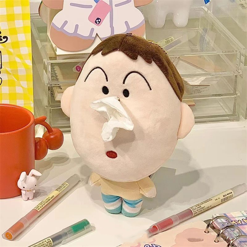 Crayon Shin-chan Tas Pasangan Liontin Kreatif Kotak Kertas Boneka Gantungan Kunci Kartun Lucu Aksesoris Mainan Mewah