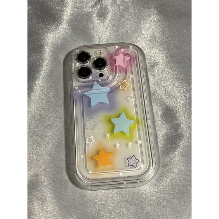 IPHONE Casing Ponsel Desain Stand Halo Dye Bintang Transparan Kompatibel Dengan Iphone12 13 14 11 Pro Max X Xs Max Xr Ffplk