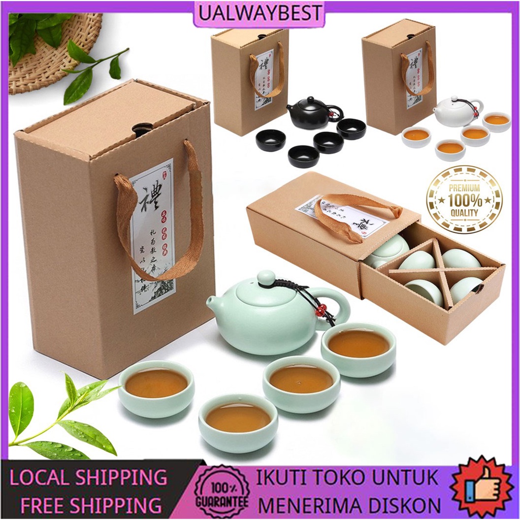 Set 4pcs Cangkir Teh Bahan Keramik Gaya China Klasik Untuk Suvenir