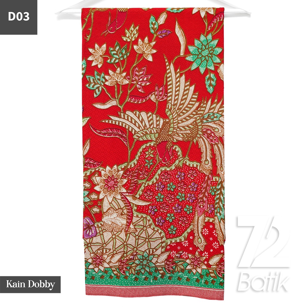KAIN BATIK PREMIUM Dobby Motif Burung Cendrawasih Warna Merah 723618 Cap 72 Jarik Jarit Samping Kebat Panjang Batik Dobby Modern Premium Bahan Seragam Batik Pernikahan Kantor Keluarga Murah Kamen Jadi Batik Bali Lembaran