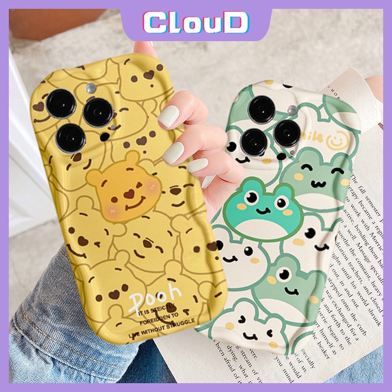 Kartun Lucu Winnie The Pooh Bear Frog Case Untuk Redmi 9A 9a2 A1 10 10C 10A 9T 9C NFC Redmi Note9 11 10S 11s 8 10 10Pro Max POCO M3 Soft Tpu 3D Wavy Curved Edge Glossy Cover