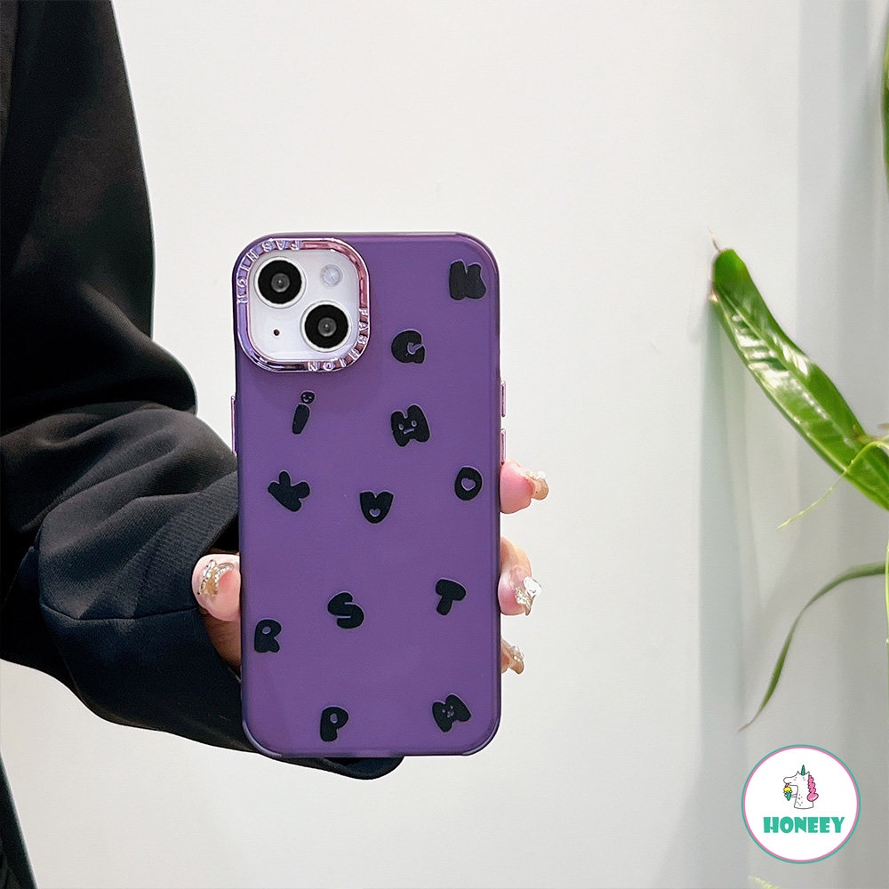 IPHONE Case Lensa Berlapis Fashion Kompatibel Untuk Apple14 Untuk Iphone11 13 14 12 Pro Max XR Xs7 8 Plus Huruf Lucu Anti-Shock Soft Phone Cover