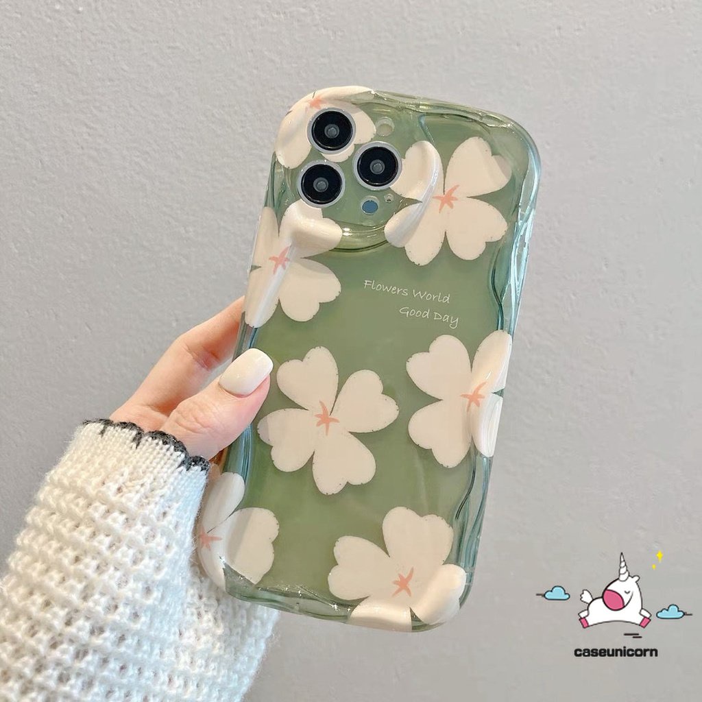 Fresh Floral Case Untuk Realme C55 C53 C20A C21Y C35 C25Y C31 C25 C11 C12 5 5i 7i 6i 5s C33 C17 C20 C15 C25s C30 C21 C3 30A Narzo 20lembut 3D Bergelombang Tepi Melengkung Bunga Penutup Glossy