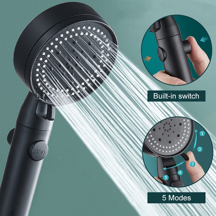 Kepala Shower 5 Mode Adjustable Tekanan Tinggi Shower Kamar Mandi