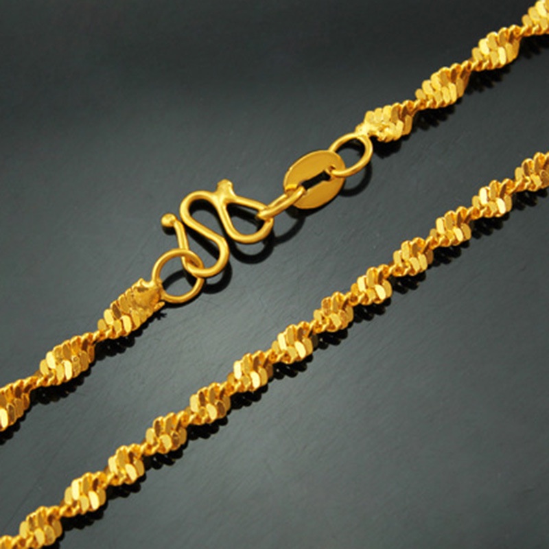 Goldkingdom Aksesoris Perhiasan Fashion Ready Stock Kalung Klavikula Berlapis Emas Sangat Sederhana Rantai Gelombang Air