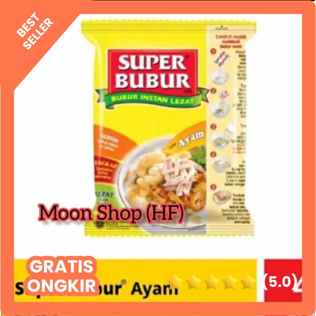 Super Bubur Ayam/Abon Sapi/Soto/Kari(+-47g) &amp; Buryam(22g)- PerPcs