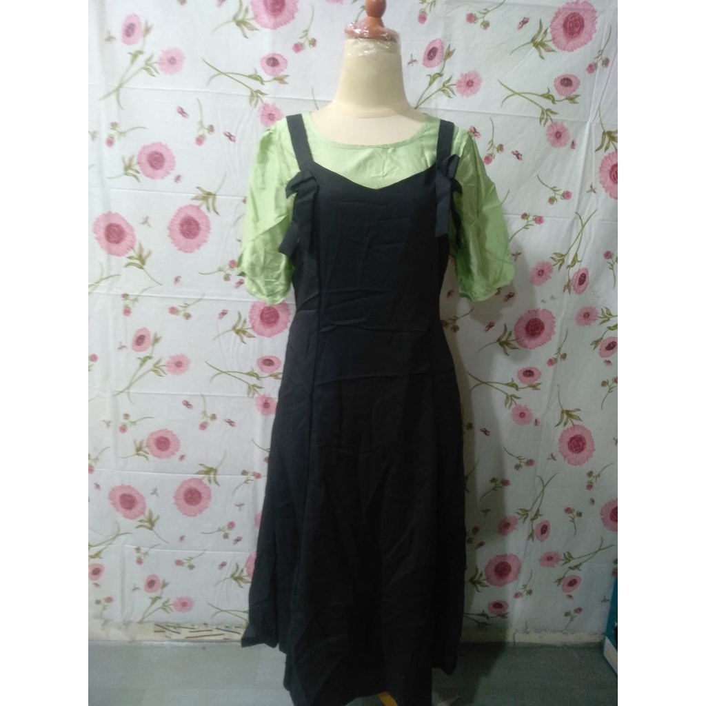 LS A022 ONE SET ELEGANT SHORT SLEEVE 2 PCS DRESS