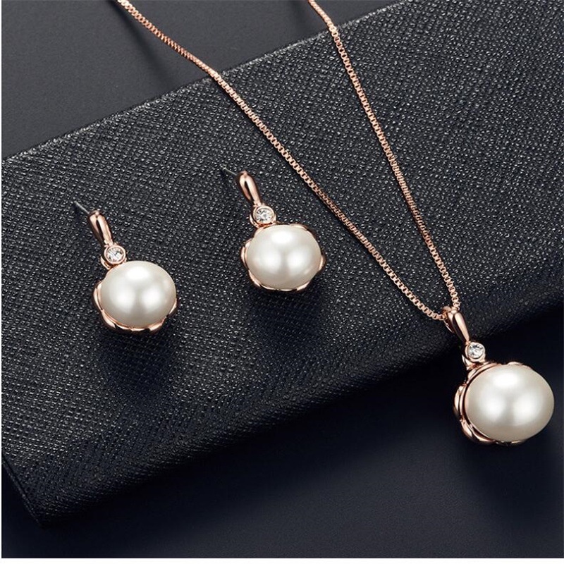 [FRA] Set Perhiasan Mutiara Dan Berlian Anting Kalung Set Perhiasan Pengantin Set
