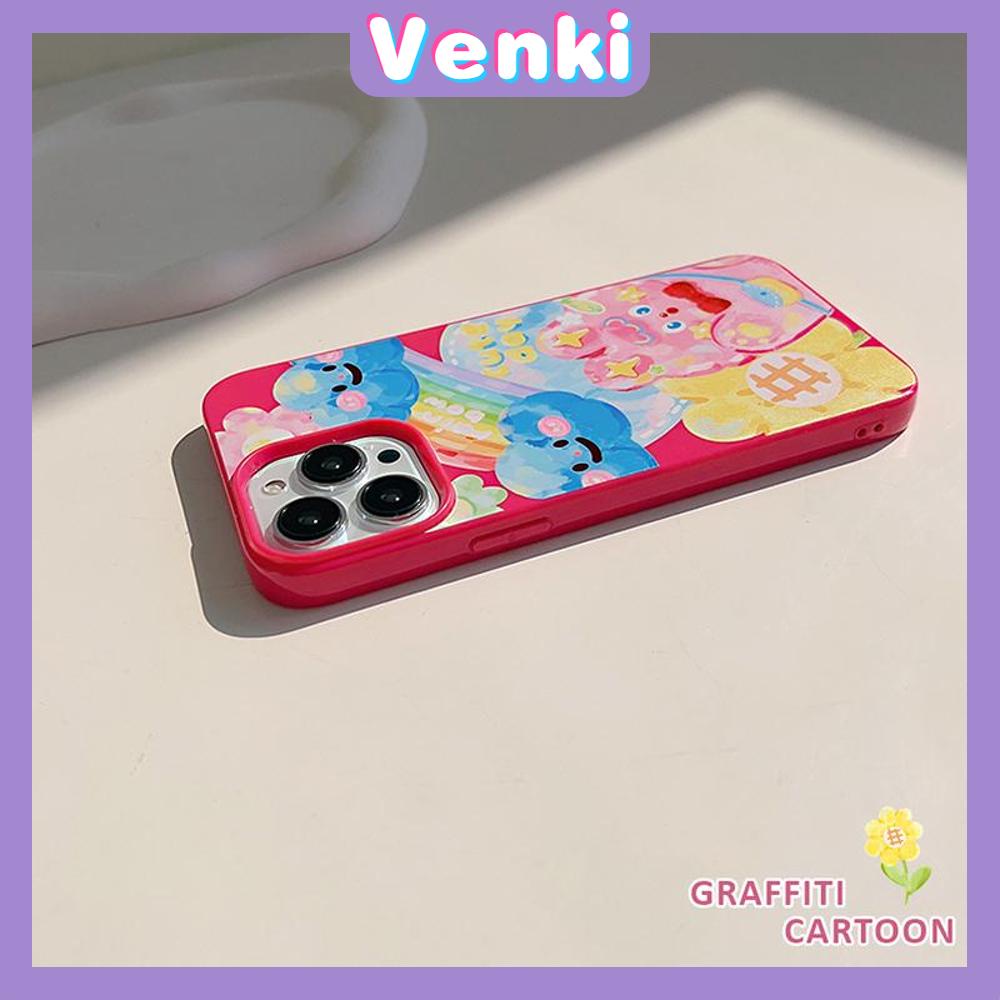 VENKI - For iPhone 11 iPhone Case Candy Case Red Glossy TPU Soft Case Shockproof Protection Camera Cute Cartoon Graffiti Compatible with iPhone 14 13 Pro max 12 Pro Max xr xs max