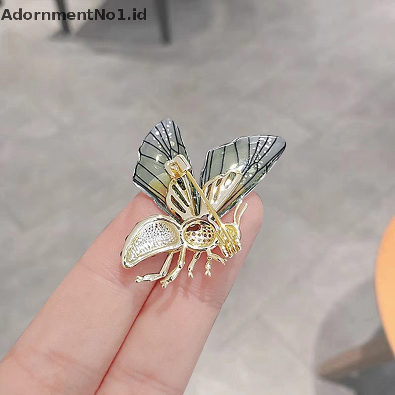 [AdornmentNo1] Fashion Lebah Terbang Bros Untuk Wanita Sayap Transparan Mantel Enamel Lebah Serangga Pesta Kerah Pin Aksesoris Perhiasan Hadiah [ID]