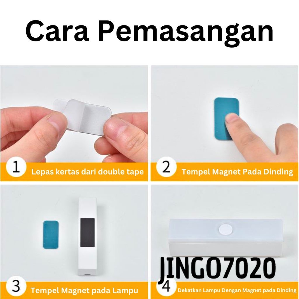 [JINGO] - Lampu Tidur Lampu Belajar LED Meja Tidur Tempel Mini 3 Warna Dimmer Aesthetic Bulat Baterai Magnet