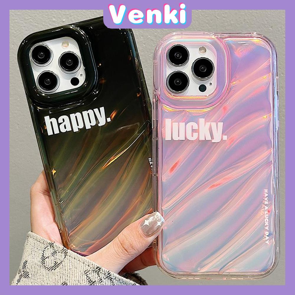 VENKI - For iPhone 11 iPhone Case Laser Reflective Transparent Phone Case TPU Soft Shockproof Airbag Case Protection Happy Lucky Compatible with iPhone 14 13 Pro max 12 Pro Max xr